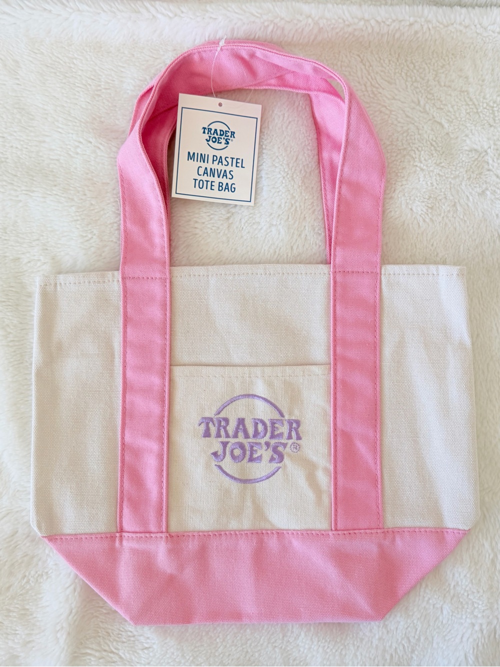 Trader Joe's Pastel Canvas Tote Bag - Set of 4 - Blue, Lavender, Pink, Mint - Picture 5 of 5